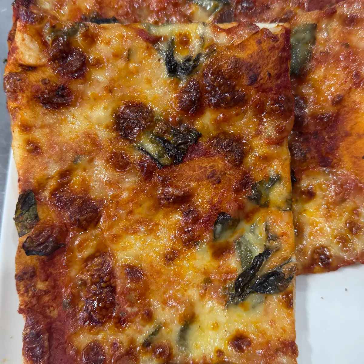 Margherita focaccia pizza slices