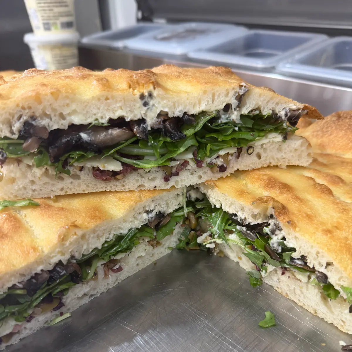 Under Growth focaccia sandwich with portobello mushroom